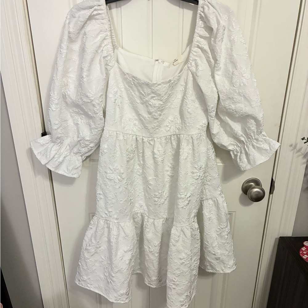 White Puff Sleeve Dress